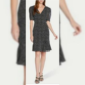 Adrianna Papell Darling Dot Shirred dress sz 14 NWT
